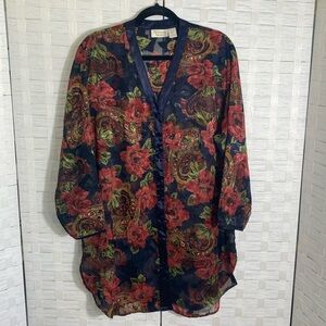 Victoria’s Secret VS Vintage Gold Label Floral Sheer Metallic Nightgown Size M/L